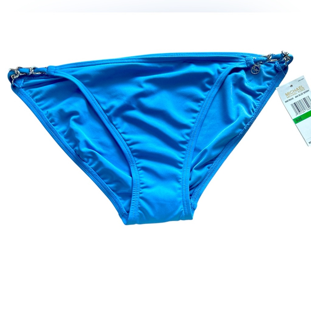 Michael Kors Blueberry Bikini Bottom Large chain link MK logo charm MM7M040